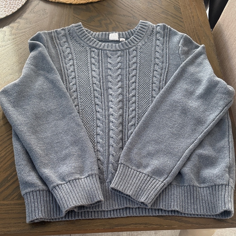 Gap Women's Cable Knit Crewneck Sweater - Light Blue